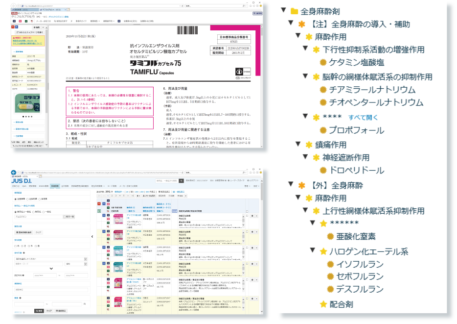 ジェイユーエス ディー.アイ. は、DI業務を効率化し医療の安全性と質を高める医薬品情報一元管理システムです